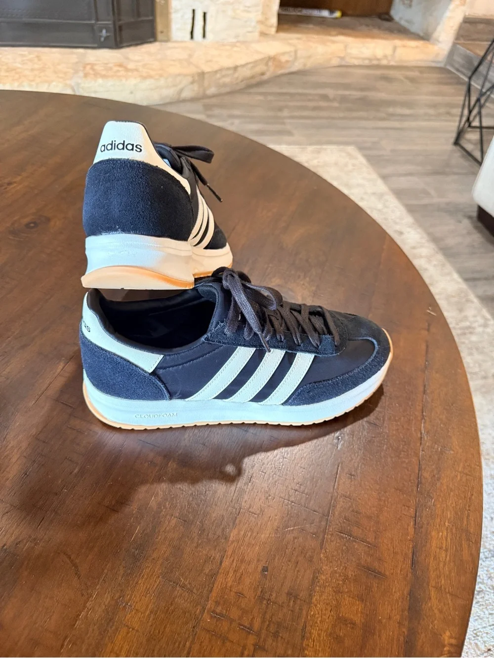 Brand New! No box adidas Black and White Retro Runner Sneakers with Gum Toe